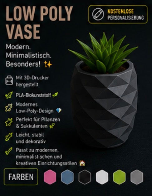 Low Poly Pflanzen Vase